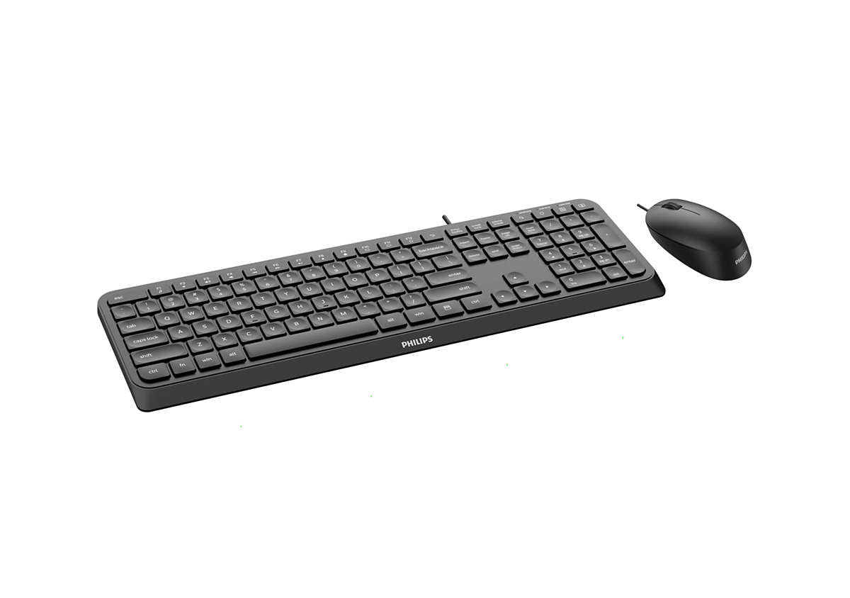 Philips 2000 series SPT6207B/40 keyboard Mouse included Universal USB QWERTY English Black