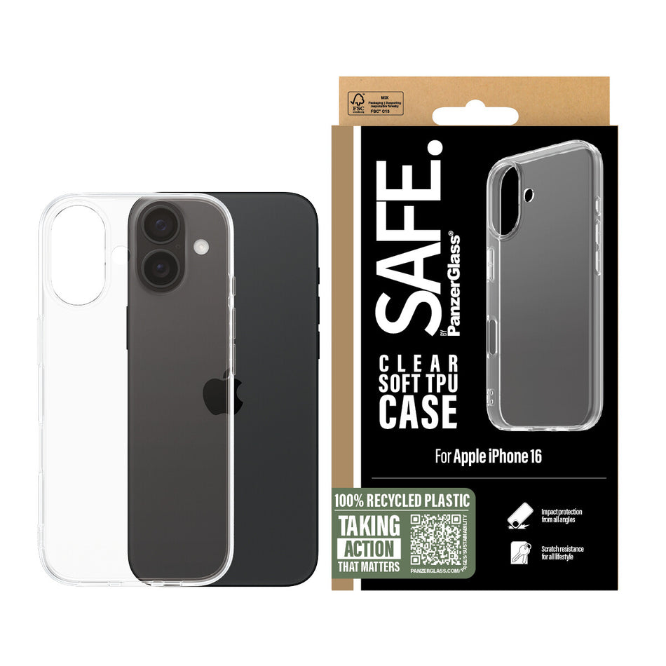 PanzerGlass SAFE. by ® TPU Case Transparent iPhone 16