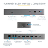 StarTech.com Thunderbolt 3 Dock w/ USB-C Host Compatibility - Dual 4K 60Hz DisplayPort 1.4 or Dual HDMI Monitors - Single 8K - TB3/USB-C Laptop Docking Station - 96W PD, 5xUSB - 10Gbps