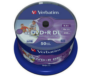 Verbatim DVD+R Double Layer Wide Inkjet Printable 8x