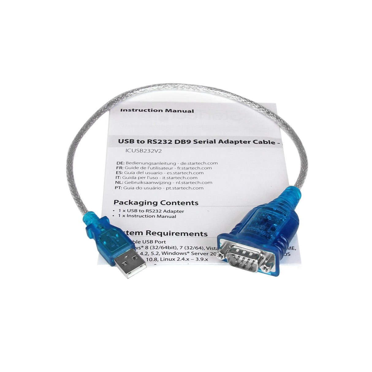 StarTech.com 17in (43cm) 1-Port USB to RS232 DB9 Serial Adapter Cable, USB to Serial Adapter Cable - M/M