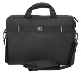 Manhattan Helsinki Eco Friendly Laptop Bag 14.1", Top Loader, Black, Padded Notebook Compartment, Front and Multiple Interior Pockets, Padded Handle, Trolley Strap, Recycled Materials, Black, Shoulder Strap (removable), Notebook Case, Three Year Warranty