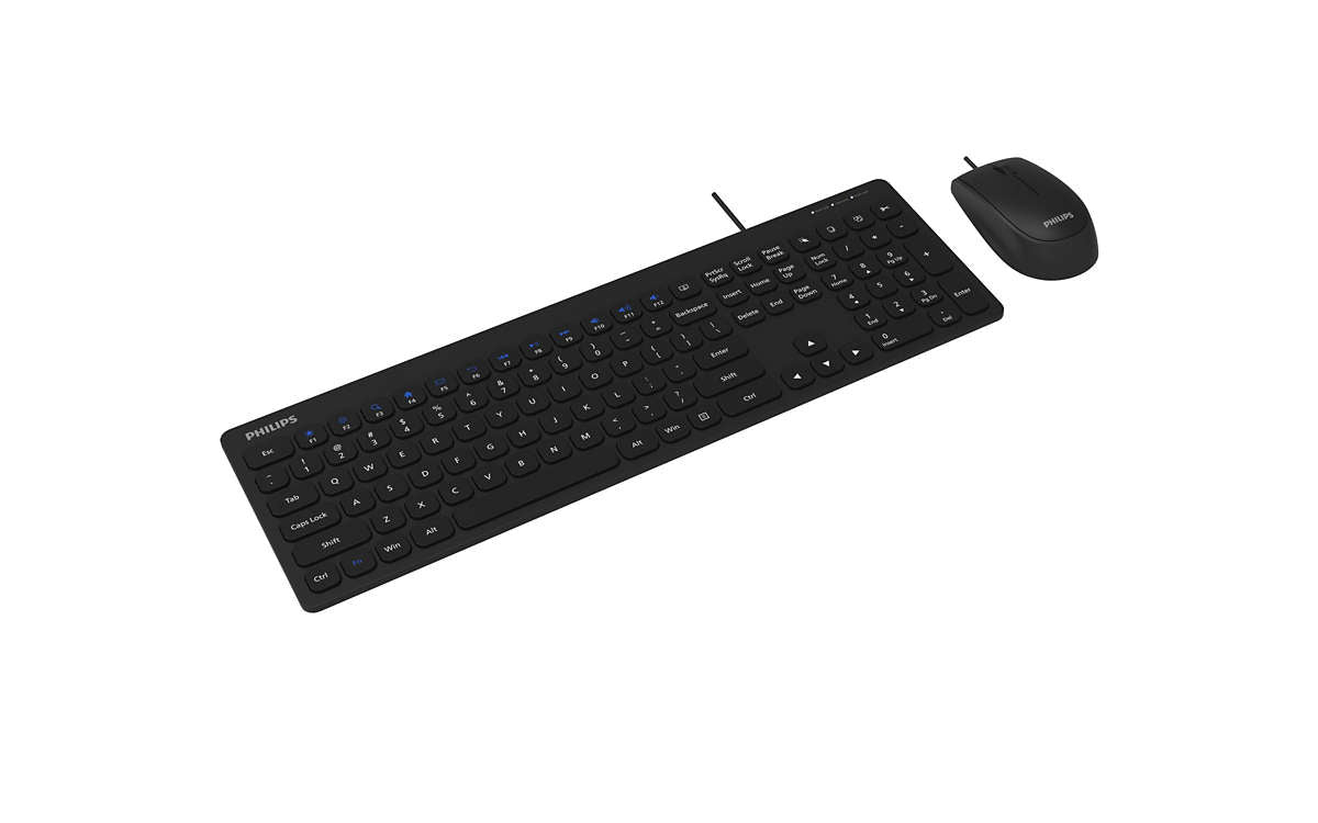 Philips 2000 series SPT6207BL/40 keyboard Mouse included Universal USB QWERTY English Black