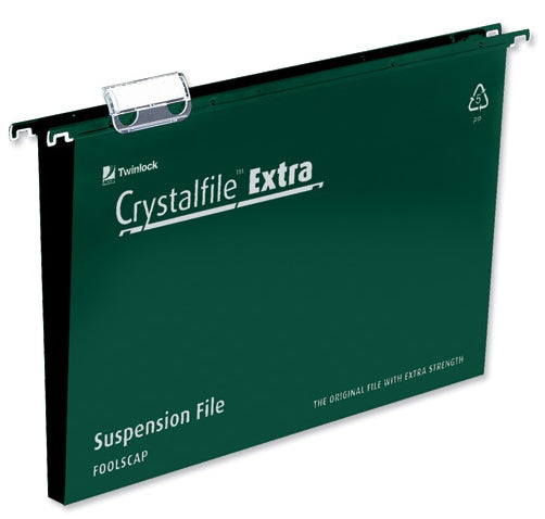 Rexel Crystalfile Extra Foolscap Suspension File 50mm Green (25)