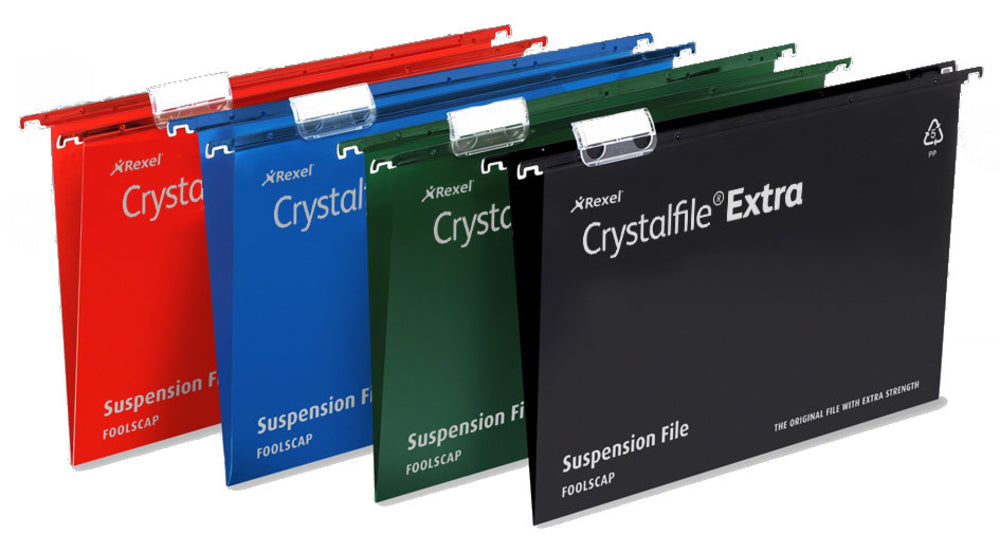 Rexel Crystalfile Extra Foolscap Suspension File 30mm Green (25)