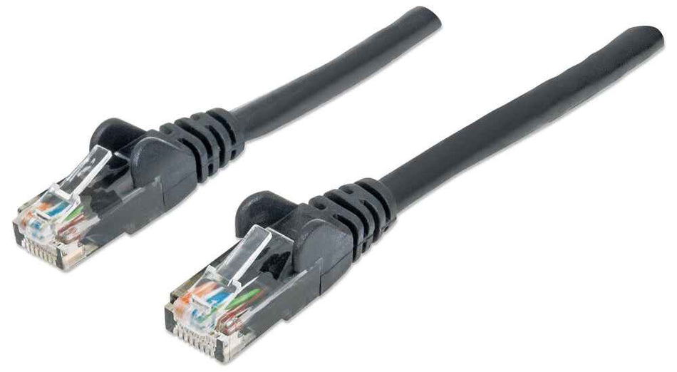Intellinet Network Patch Cable, Cat6, 1m, Black, CCA, U/UTP, PVC, RJ45, Gold Plated Contacts, Snagless, Booted, Lifetime Warranty