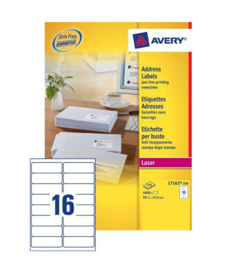 Avery L7162-250 addressing label Self-adhesive label White