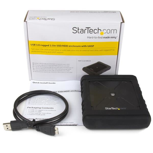 StarTech.com Rugged Hard Drive Enclosure - USB 3.0 to 2.5in SATA 6Gbps HDD or SSD - UASP