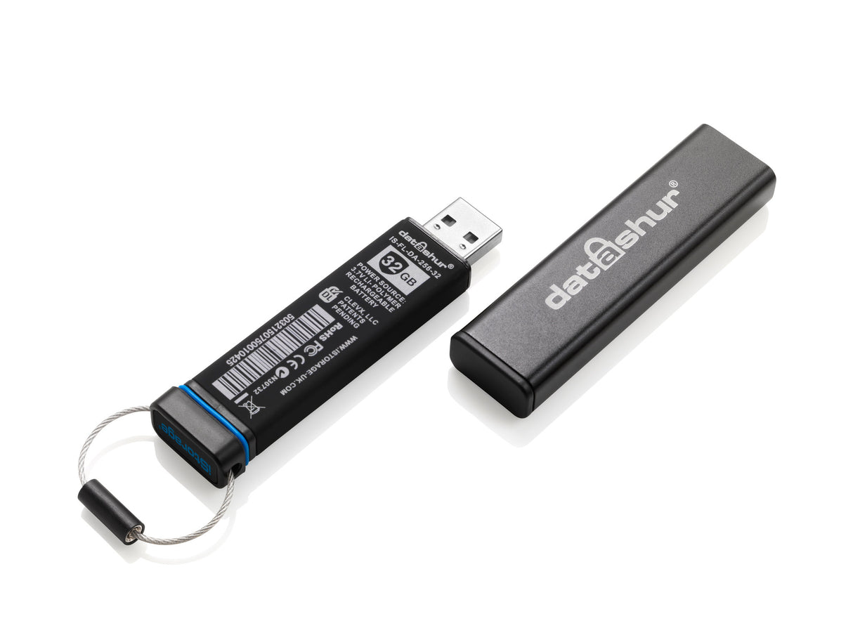 iStorage datAshur 256-bit 8GB USB 2.0 secure encrypted flash drive IS-FL-DA-256-8