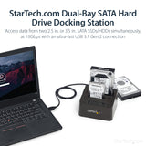 StarTech.com Dual-Bay USB 3.1 to SATA Hard Drive Docking Station, USB 3.1 (10 Gbps) Hard Drive Dock, External 2.5/3.5" SATA I/II/III SSD/HDD Docking Station, Hot-Swap Hard Drive Bay, Top-Loading