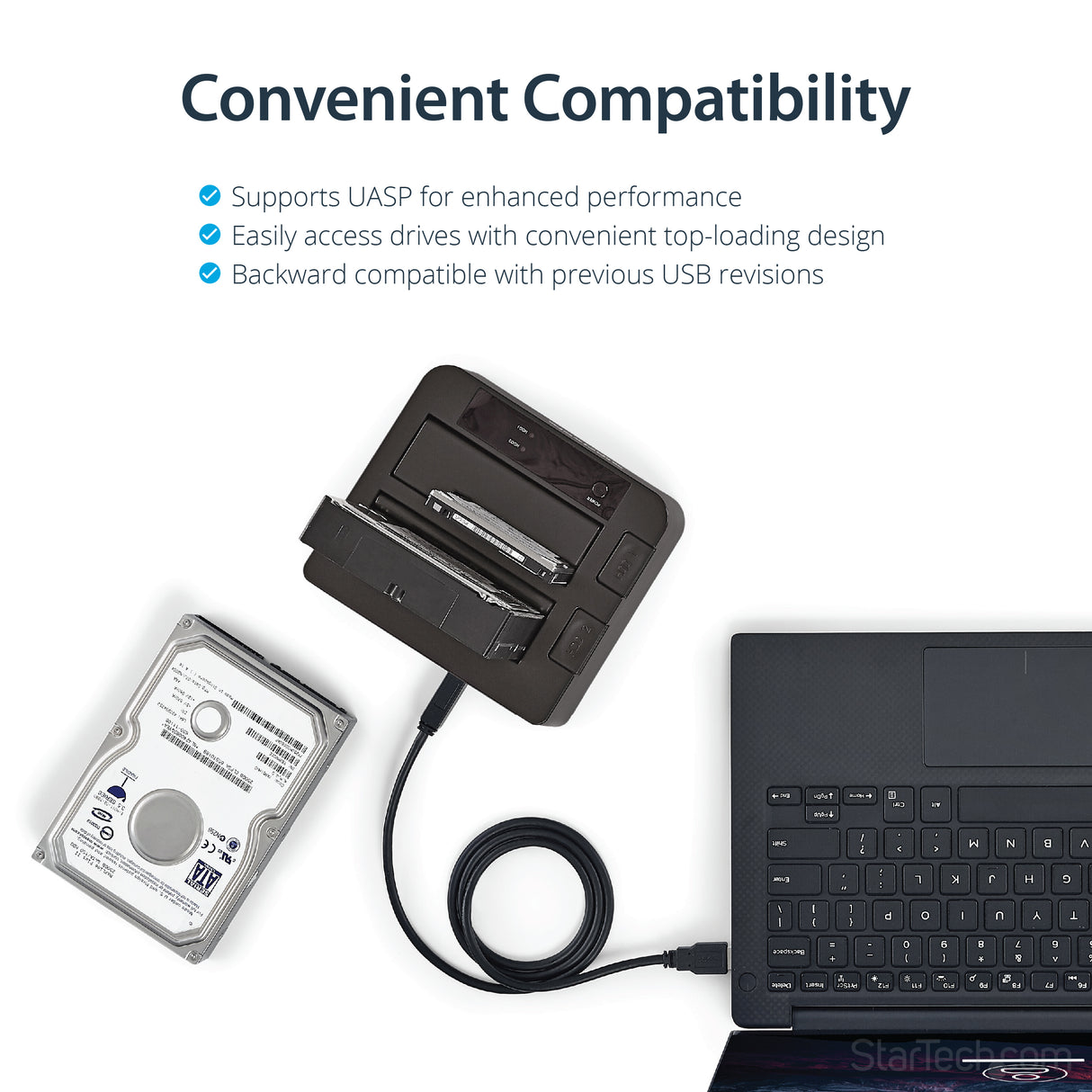 StarTech.com Dual-Bay USB 3.1 to SATA Hard Drive Docking Station, USB 3.1 (10 Gbps) Hard Drive Dock, External 2.5/3.5" SATA I/II/III SSD/HDD Docking Station, Hot-Swap Hard Drive Bay, Top-Loading