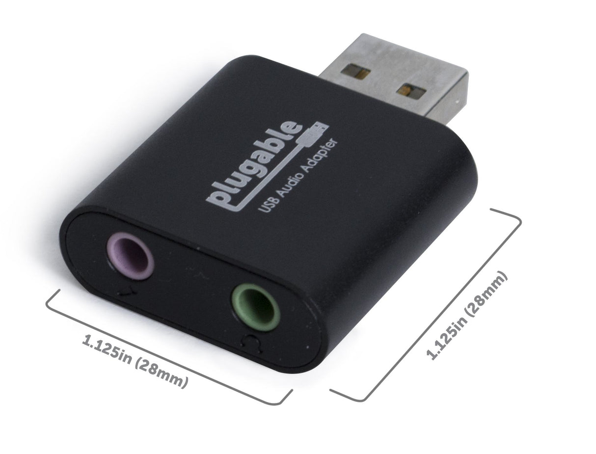 Plugable Technologies USB Audio Adapter with 3.5mm Speaker-Headphone and Microphone Jack, Add an External Stereo Sound Card to Any PC, Compatible with Windows, Mac, and Linux - Driverless