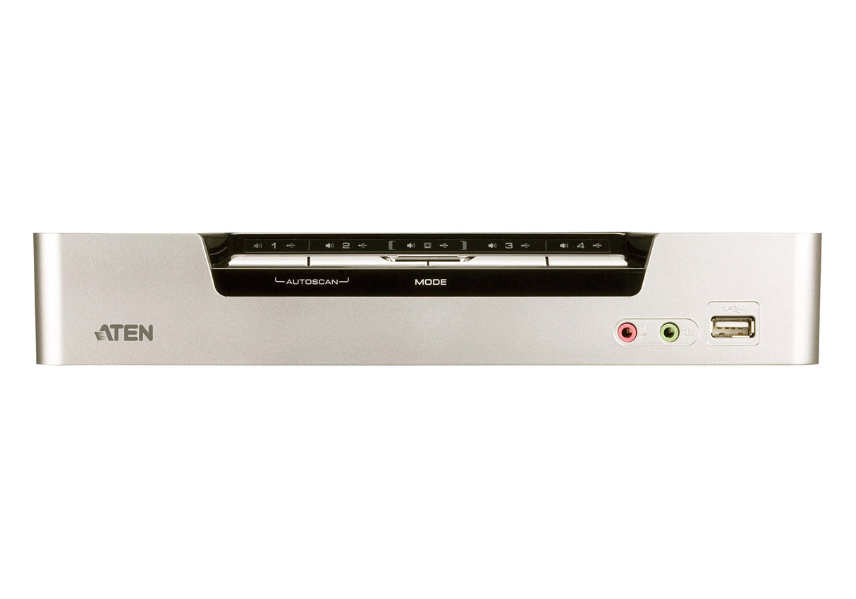 ATEN CS1794 KVM switch Rack mounting Black, Stainless steel