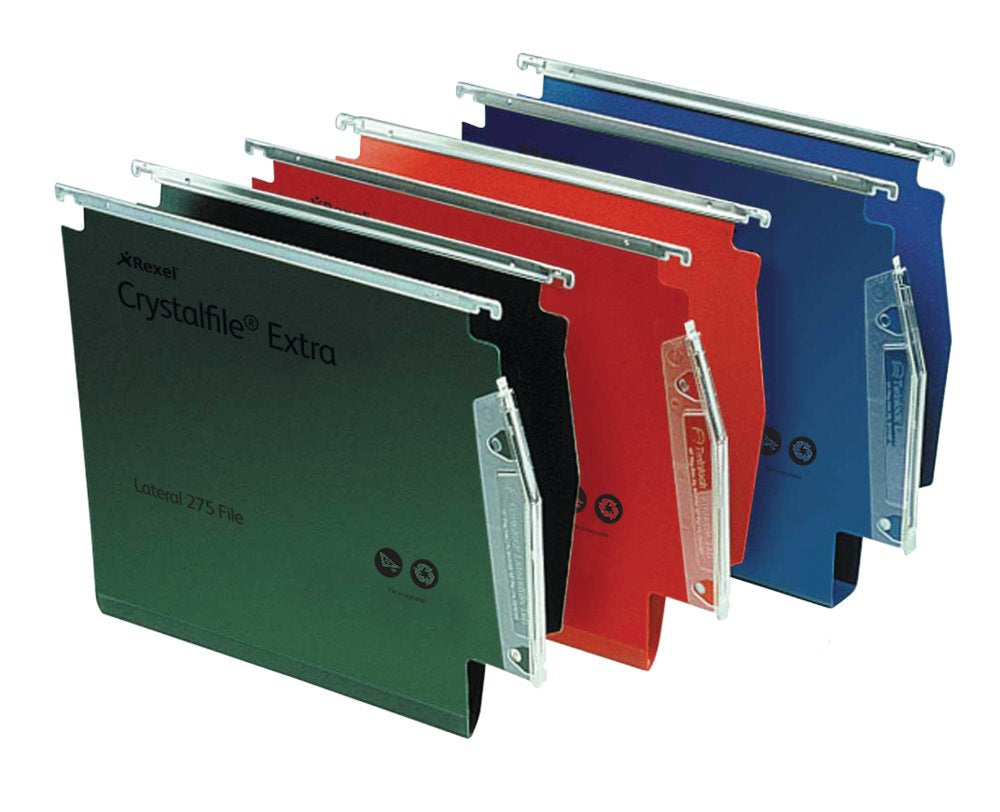 Rexel Crystalfile Extra `275` Lateral File 30mm Blue (25)