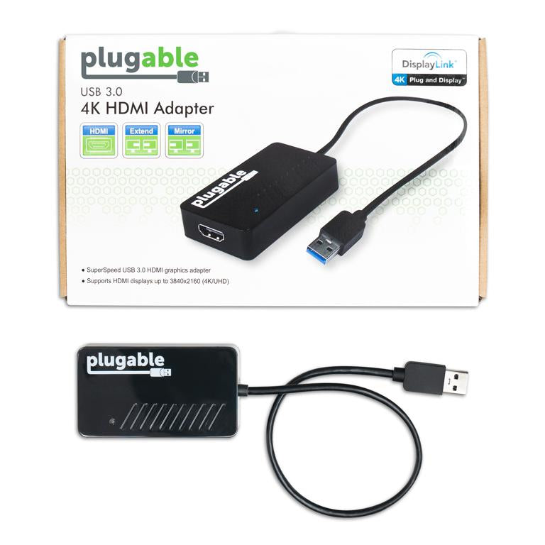 Plugable Technologies USB 3.0 to HDMI 4K DisplayLink Video Graphics Adapter for Multiple Monitors up to 3840x2160 Supports Windows, Mac, and ChromeOS