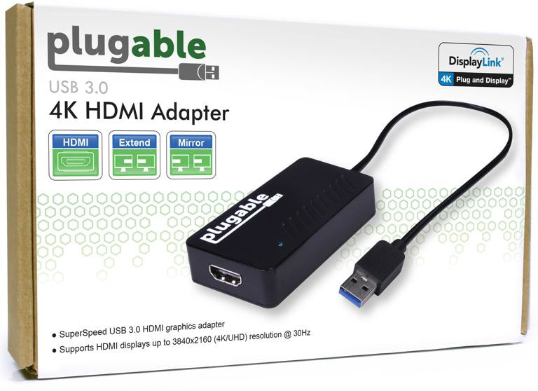 Plugable Technologies USB 3.0 to HDMI 4K DisplayLink Video Graphics Adapter for Multiple Monitors up to 3840x2160 Supports Windows, Mac, and ChromeOS