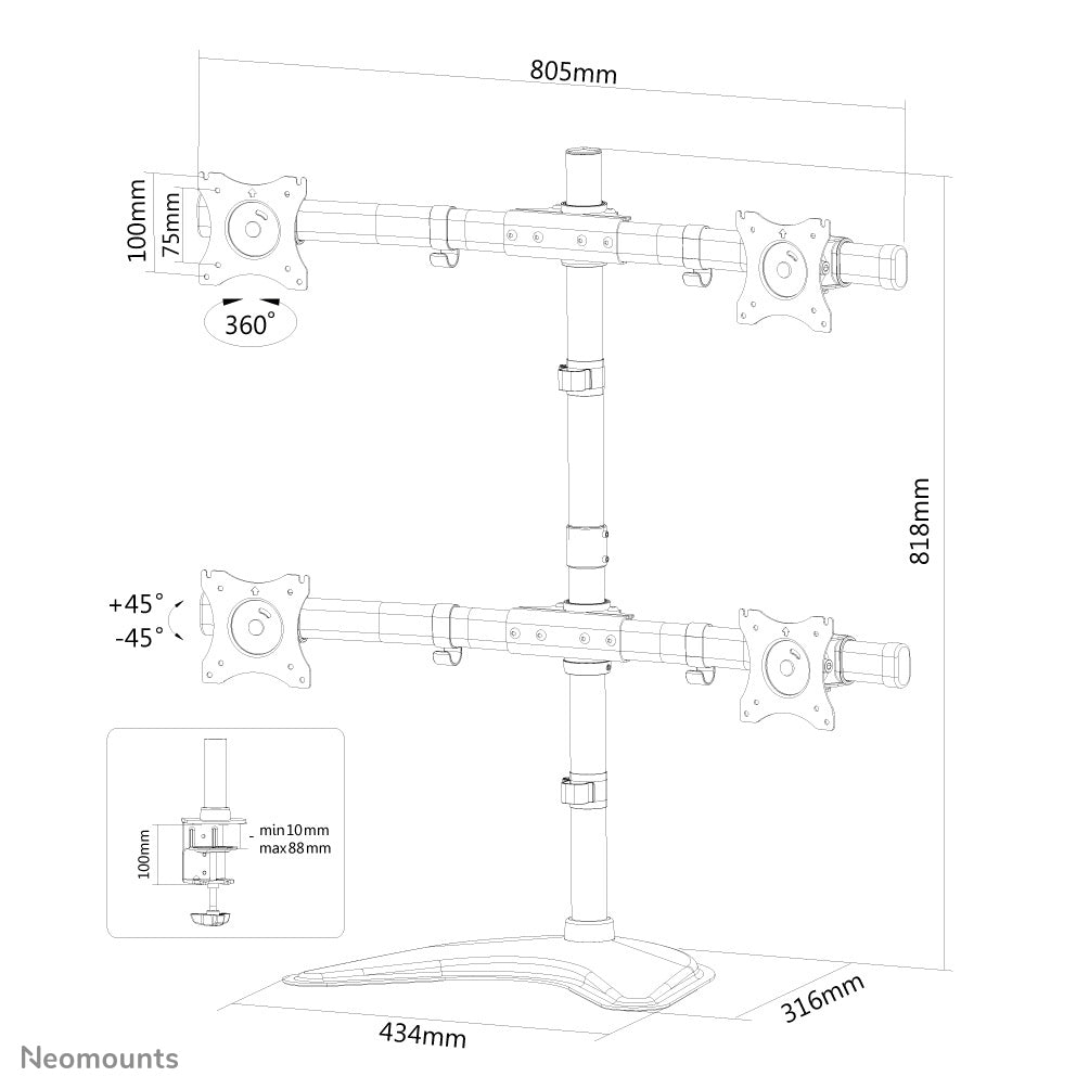 Neomounts monitor desk mount