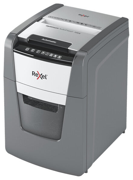 Rexel Optimum AutoFeed+ 100X paper shredder Cross shredding 55 dB 22 cm Black, Grey