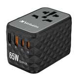 Verbatim UTA-05 65W GaN III Universal Travel Adapter with 2 x USB-C PD & QC 4+ & 2 x USB-A ports