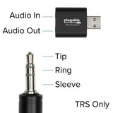 Plugable Technologies USB Audio Adapter with 3.5mm Speaker-Headphone and Microphone Jack, Add an External Stereo Sound Card to Any PC, Compatible with Windows, Mac, and Linux - Driverless