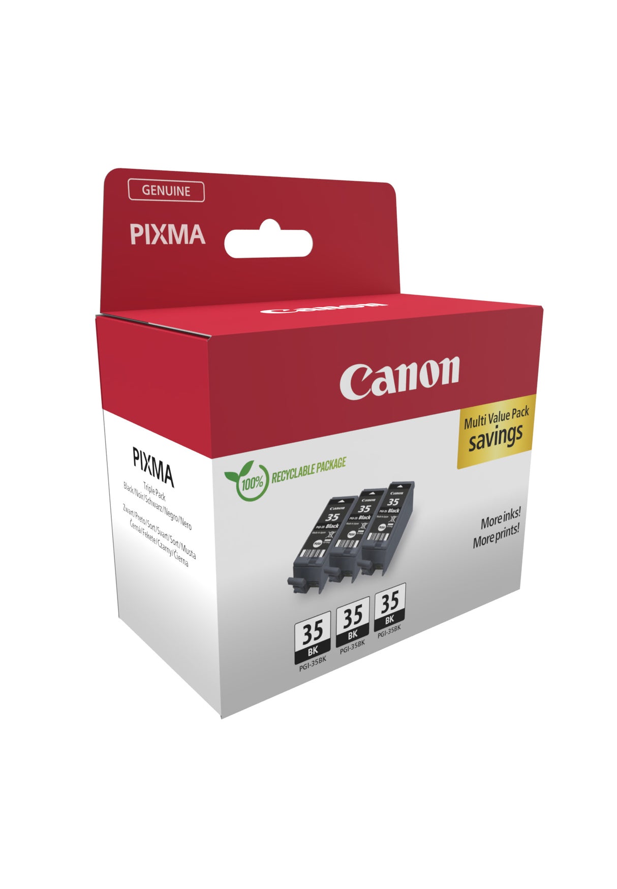 Canon 1509B028/PGI-35BK Ink cartridge black multi pack, 3x191 pages 9.3ml Pack=3 for Canon Pixma IP 100