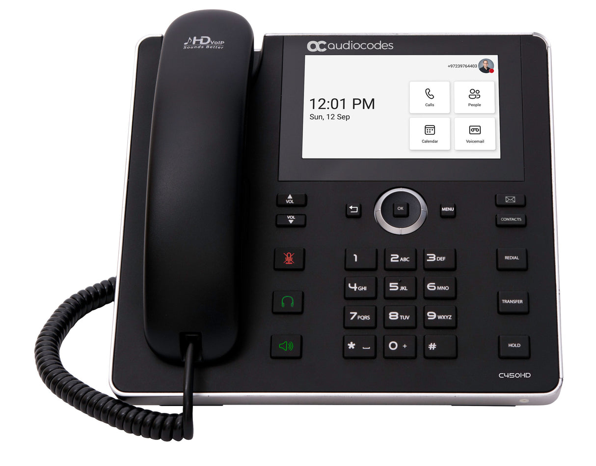 AudioCodes C450HD IP-Phone PoE GbE black with integrated BT and Dual Band Wi-Fi