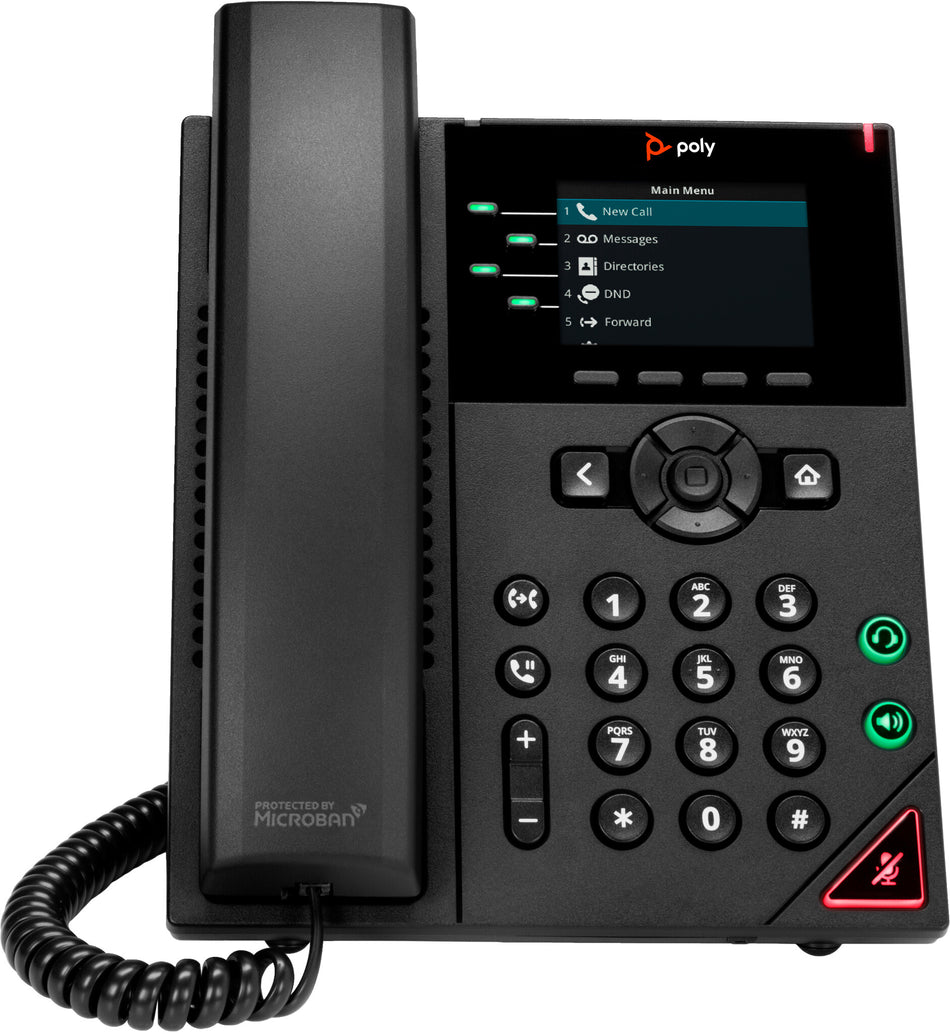 POLY VVX 250 4-Line IP Phone and PoE-enabled