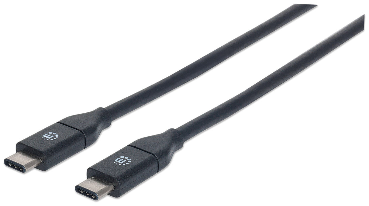 Manhattan USB-C to USB-C Cable, 1m, Male to Male, Black, 10 Gbps (USB 3.2 Gen2 aka USB 3.1), 3A (fast charging), Equivalent to USB31CC1M, SuperSpeed+ USB, Lifetime Warranty, Polybag