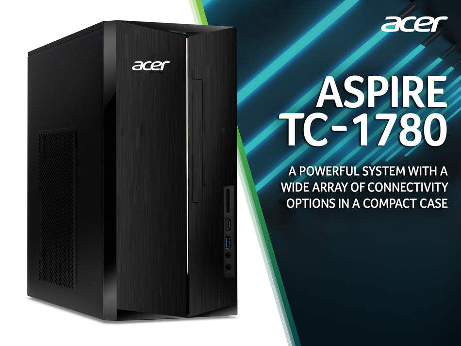 Acer Aspire TC-1780 Tower Desktop - Intel Core i7-13700, 8GB, 512GB SSD, Integrated Graphics, No Display, Windows 11, Black