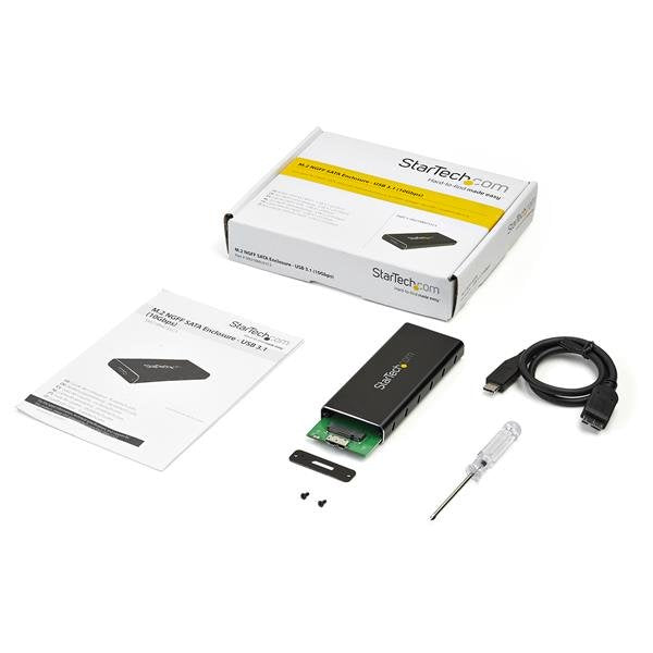 StarTech.com M.2 SSD Enclosure for M.2 SATA SSDs - USB 3.1 (10Gbps) with USB-C Cable