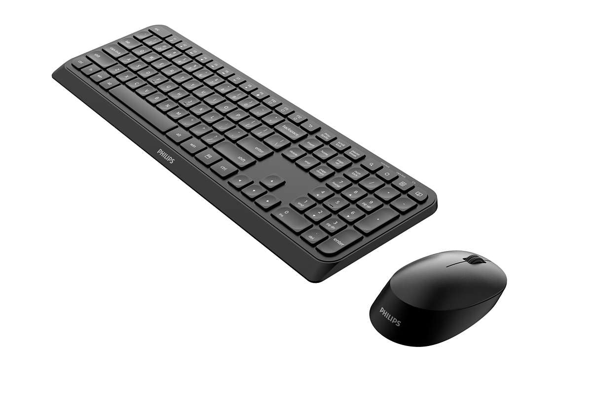 Philips 3000 series SPT6307B/40 keyboard Mouse included Universal RF Wireless QWERTY English Black