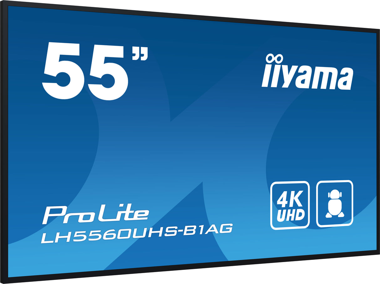 iiyama LH5560UHS-B1AG Signage Display Digital A-board 139.7 cm (55") LED Wi-Fi 500 cd/m² 4K Ultra HD Black Built-in processor Android 11 24/7