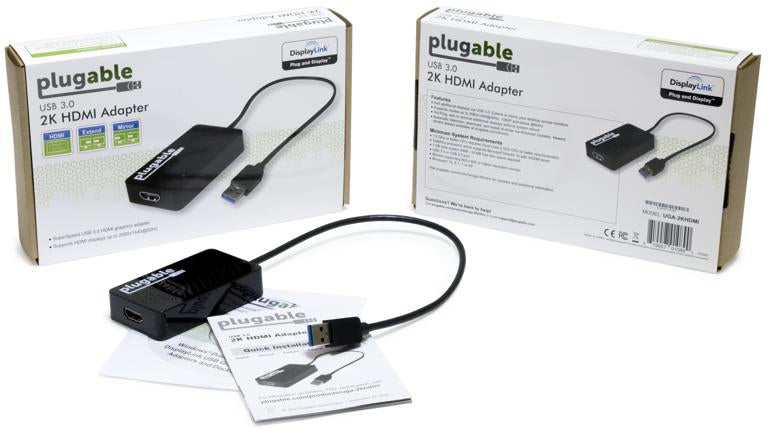 Plugable Technologies USB 3.0 to HDMI Video Graphics Adapter with Audio for Multiple Monitors up to 2560x1440 Supports Windows 11, 10, 8.1, 7, XP, and Mac