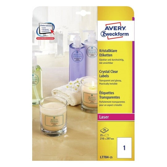 Avery L7784-25 printer label Transparent Non-adhesive printer label