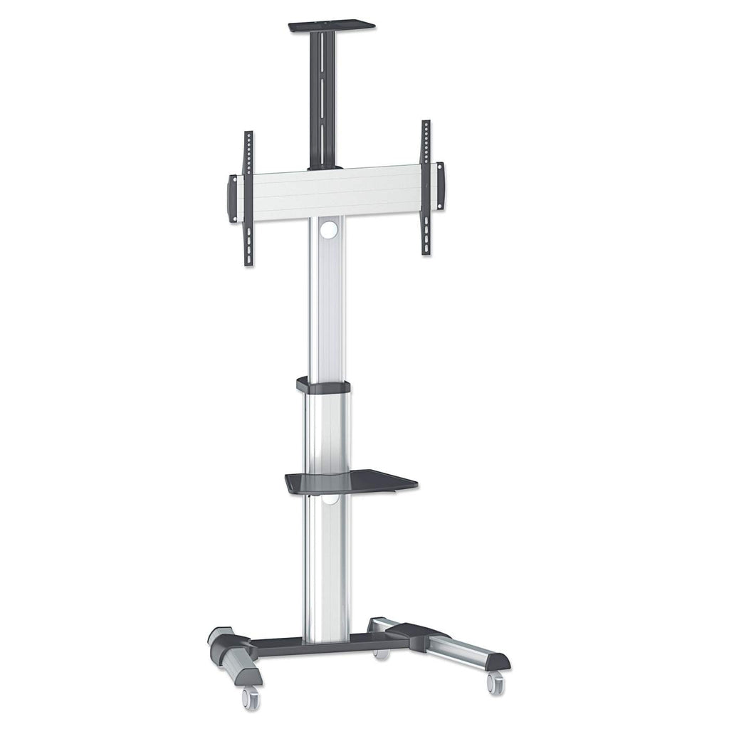 Manhattan TV & Monitor Mount, Trolley Stand, 1 screen, Screen Sizes: 37-65", Silver, VESA 200x200 to 600x400mm, Max 50kg, LFD, Lifetime Warranty