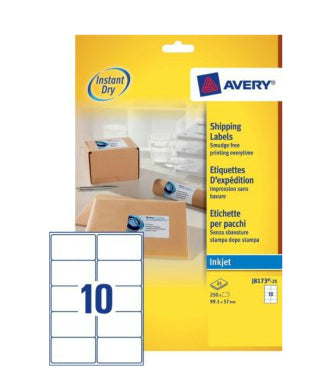 Avery J8173-25 addressing label White Self-adhesive label