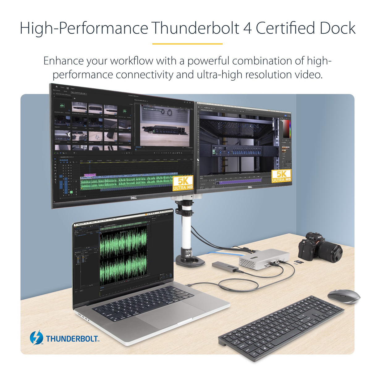 StarTech.com Thunderbolt 4 Multi-Display Docking Station, Quad/Triple/Dual Monitor Dock - 2x HDMI/2x DisplayPort, 7x USB Hub, 2.5Gb Ethernet, 98W Power Delivery