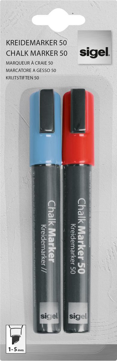 Sigel GL183 chalk marker Chisel Light Blue, Red 2 pc(s)