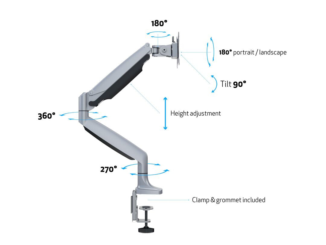 Multibrackets M Deskmount Gas Spring Single Silver