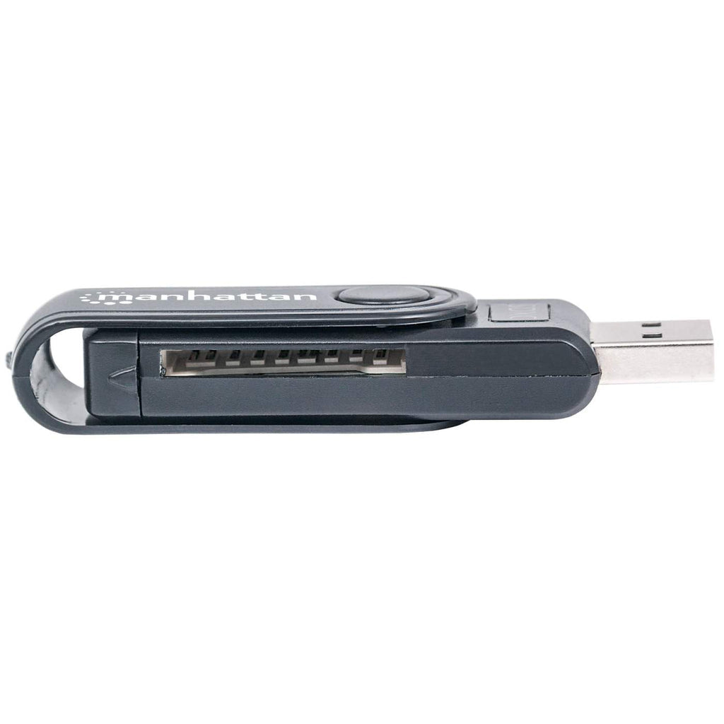 Manhattan USB-A Mini Multi-Card Reader/Writer, 5 Gbps (USB 3.2 Gen1 aka USB 3.0), 24-in-1, SuperSpeed USB, Windows or Mac, Black, Three Year Warranty, Blister