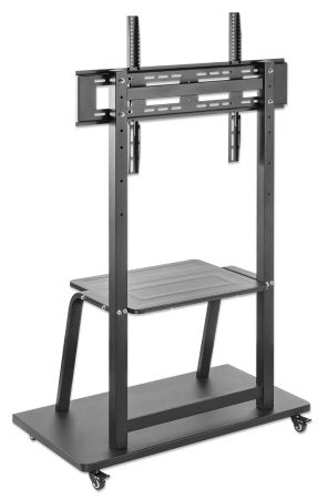 Manhattan TV & Monitor Mount, Trolley Stand, 1 screen, Screen Sizes: 37-100", Black, VESA 200x200 to 800x600mm, Max 150kg, Shelf and Base for Laptop or AV device, Height-adjustable to four levels: 862, 916, 970 and 1024mm, LFD, Lifetime Warranty