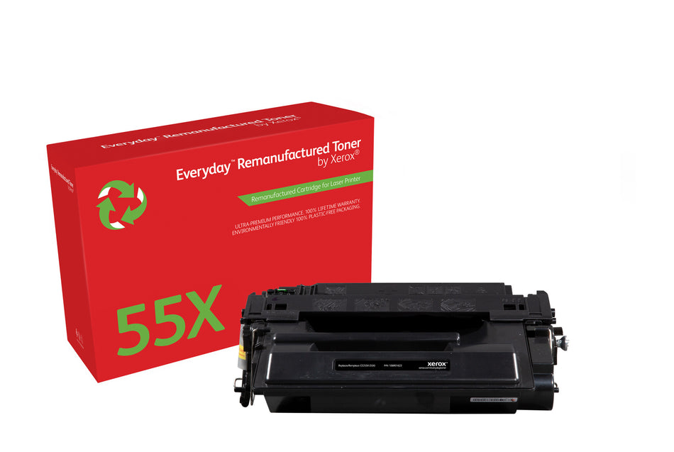 Everyday ™ Mono Remanufactured Toner by Xerox compatible with HP 55X (CE255X), High capacity