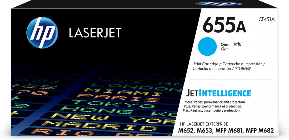 HP CF451A/655A Toner cartridge cyan, 10.5K pages ISO/IEC 19752 for HP LaserJet M 652/681