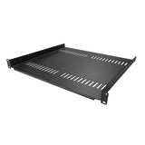 StarTech.com 1U Server Rack Shelf - Universal Vented Rack Mount Cantilever Tray for 19" Network Equipment Rack & Cabinet - Heavy Duty Steel – Weight Capacity 44lb/20kg - 16" Deep Shelf, Black