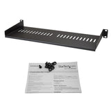 StarTech.com 1U Server Rack Shelf - Universal Vented Rack Mount Cantilever Tray for 19" Network Equipment Rack & Cabinet - Heavy Duty Steel – Weight Capacity 44lb/20kg - 7" Deep Shelf, Black