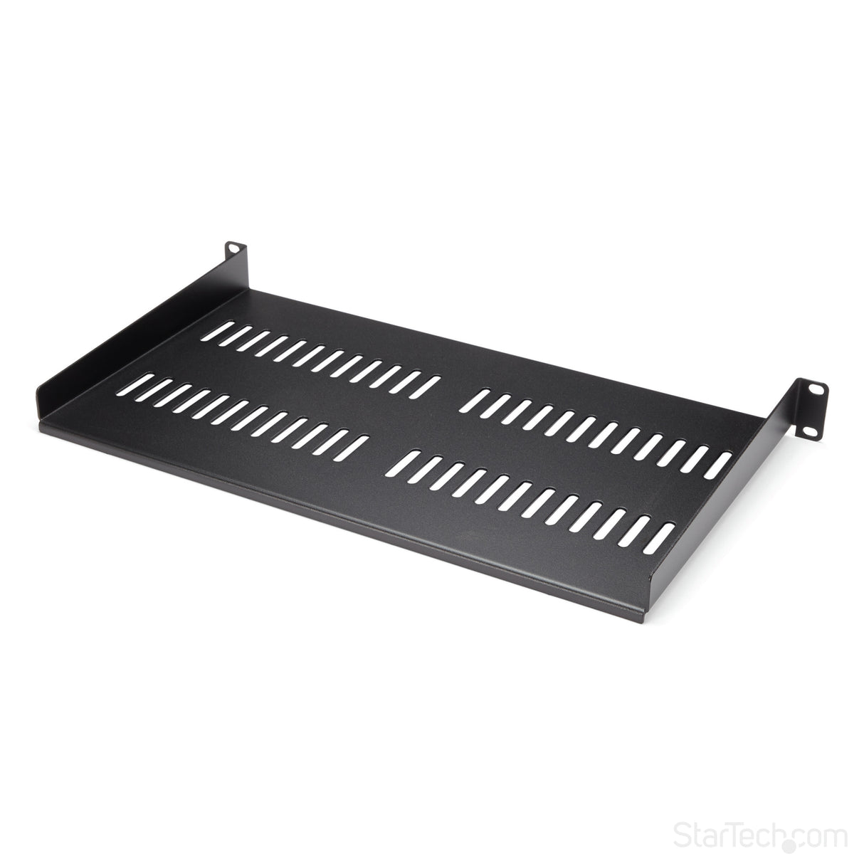 StarTech.com 1U Server Rack Shelf - Universal Vented Rack Mount Cantilever Tray for 19" Network Equipment Rack & Cabinet - Heavy Duty Steel - Weight Capacity 44lb/20kg - 10" Deep Shelf, Black