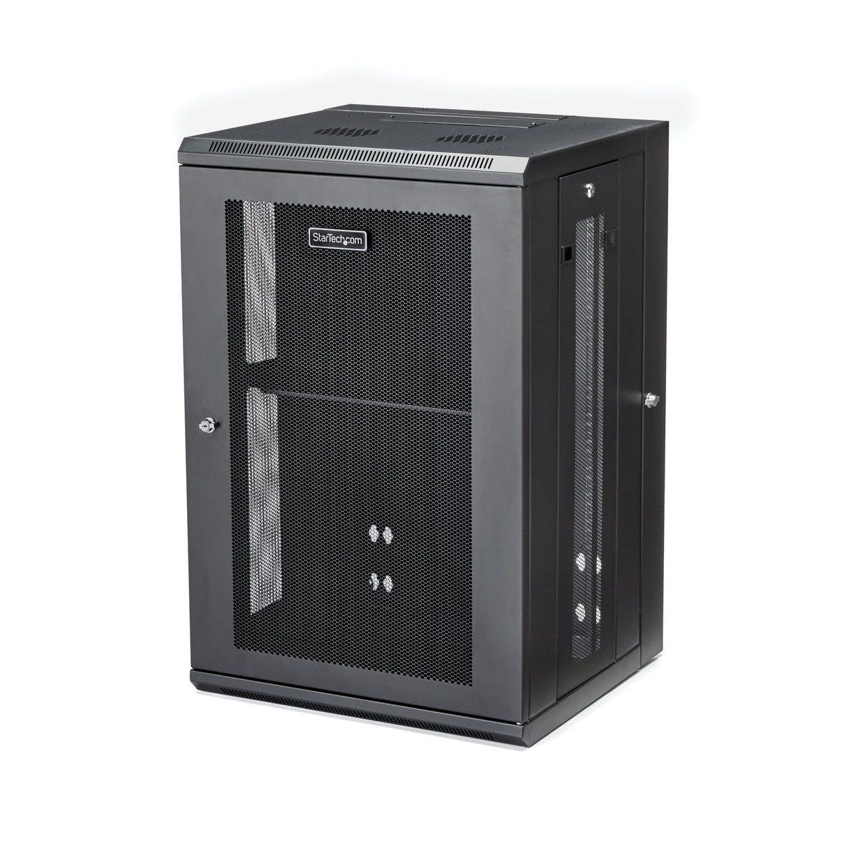 StarTech.com 4-Post 18U Wall Mount Network Cabinet with 1U Shelf, 19" Hinged Wall-Mounted Server Rack for Data / AV / Electronics / Computer Equipment, Flexible Vented Rack Enclosure