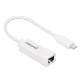 Manhattan USB-C to Gigabit (10/100/1000 Mbps) Network Adapter, White, Equivalent to US1GC30W, supports up to 2 Gbps full-duplex transfer speed, RJ45, Three Year Warranty, Blister