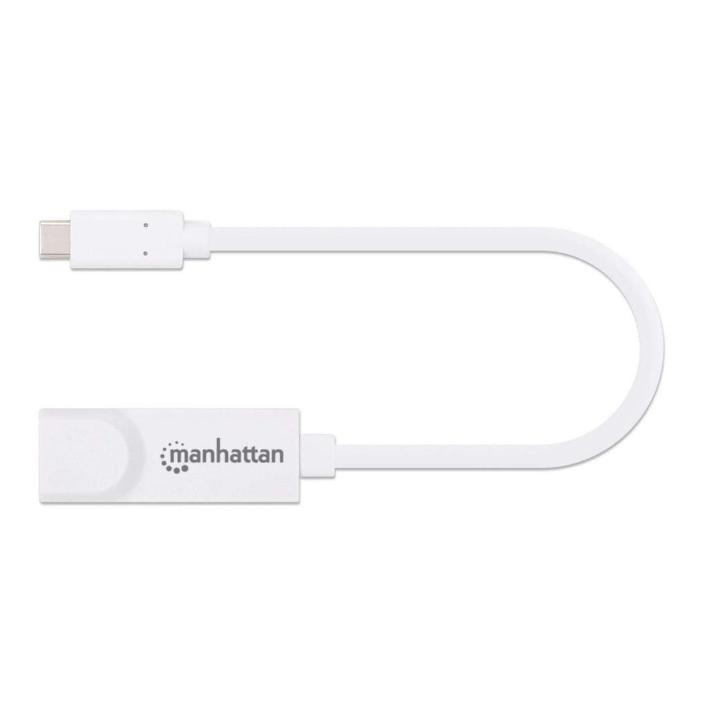 Manhattan USB-C to Gigabit (10/100/1000 Mbps) Network Adapter, White, Equivalent to US1GC30W, supports up to 2 Gbps full-duplex transfer speed, RJ45, Three Year Warranty, Blister