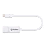 Manhattan USB-C to Gigabit (10/100/1000 Mbps) Network Adapter, White, Equivalent to US1GC30W, supports up to 2 Gbps full-duplex transfer speed, RJ45, Three Year Warranty, Blister